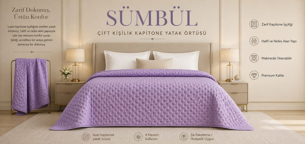 Çift Kişilik Kapitone Yatak Örtüsü