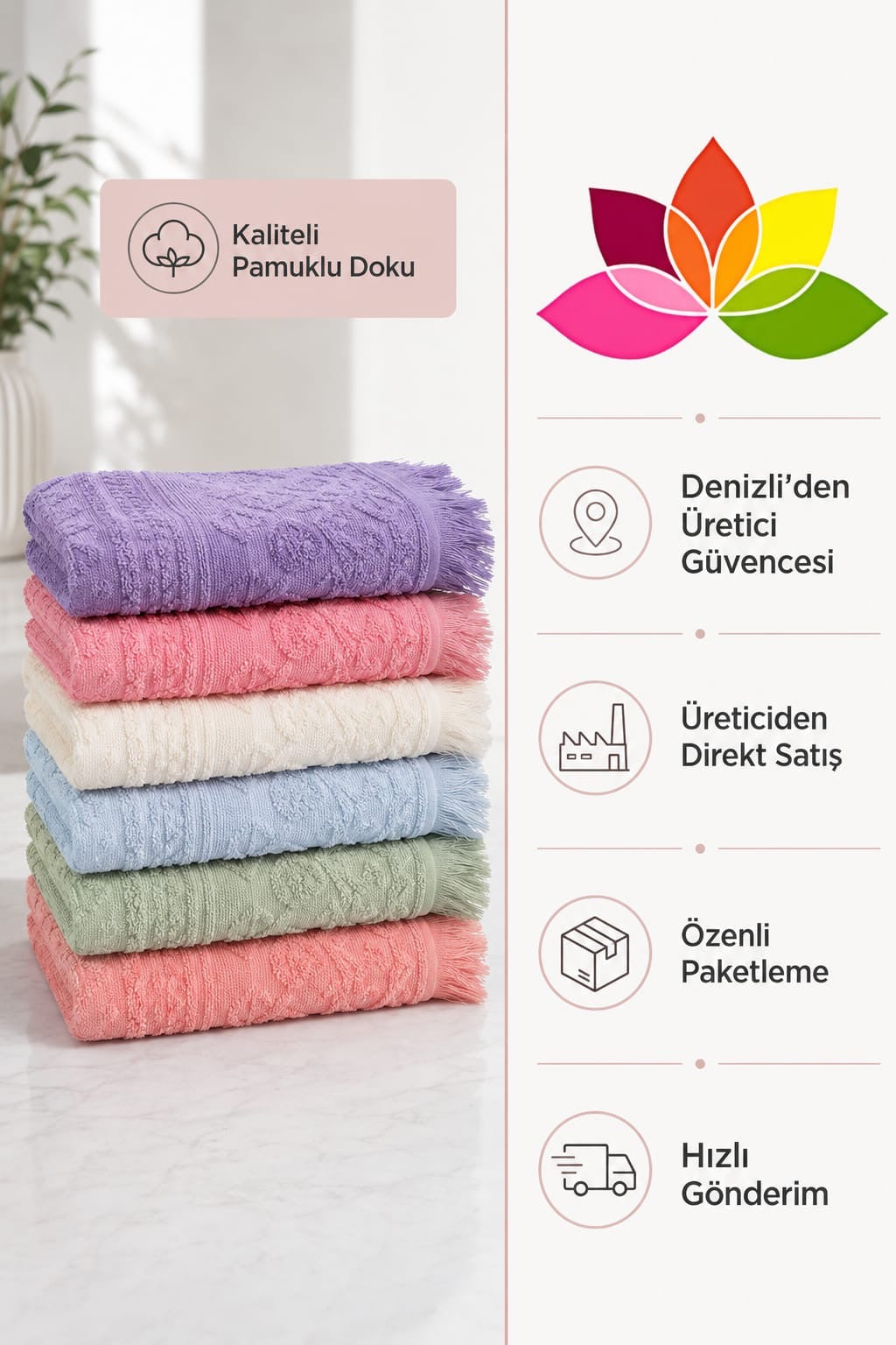 6 Adet El Yüz Havlu Set