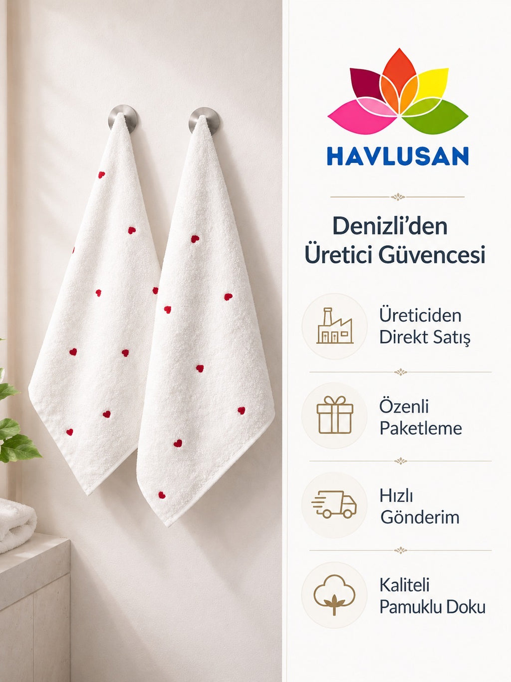2 Adet El Yüz Havlu Set