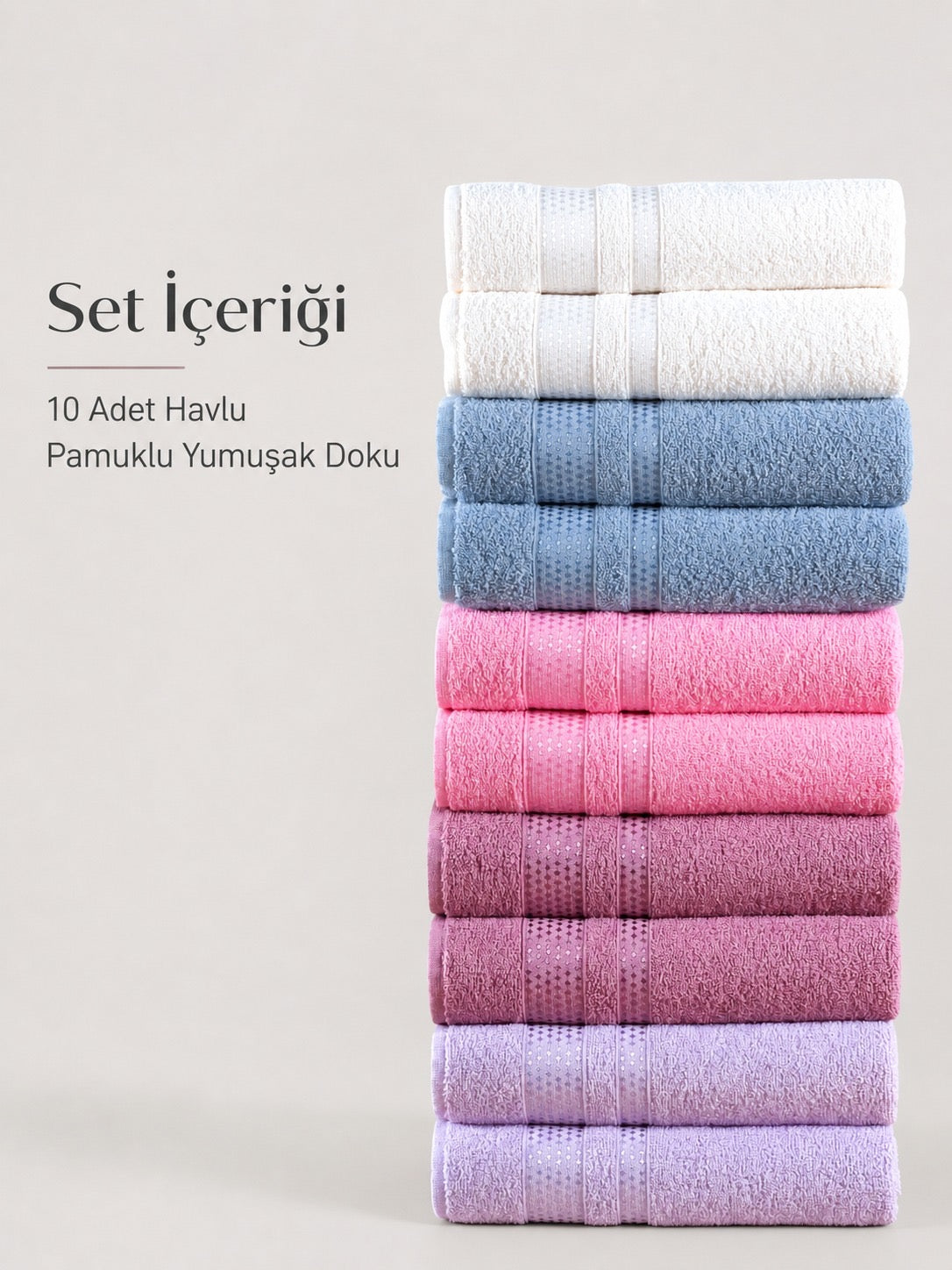 10 Adet El Yüz Havlu Set