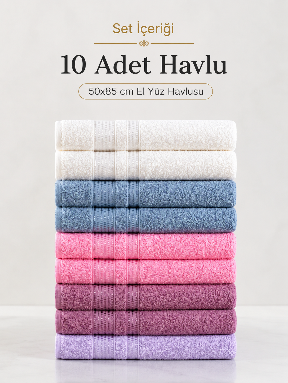 Yıldız 10 Adet EL ve Yüz Havlu Seti
