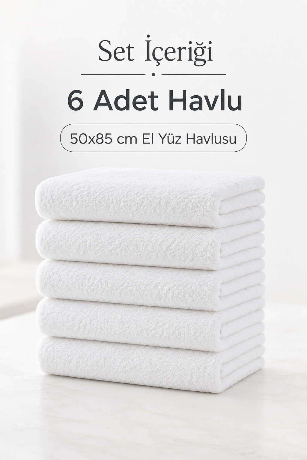 Kar Beyaz 6 Adet El ve Yüz Havlu Seti