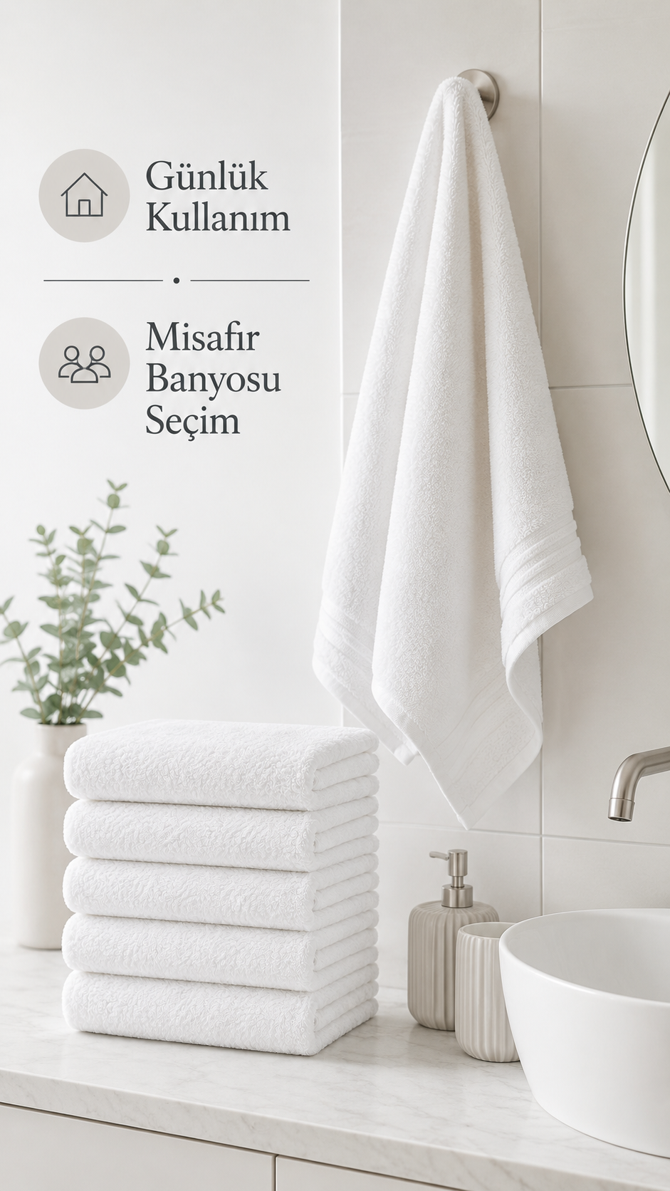 Kar Beyaz 6 Adet El ve Yüz Havlu Seti