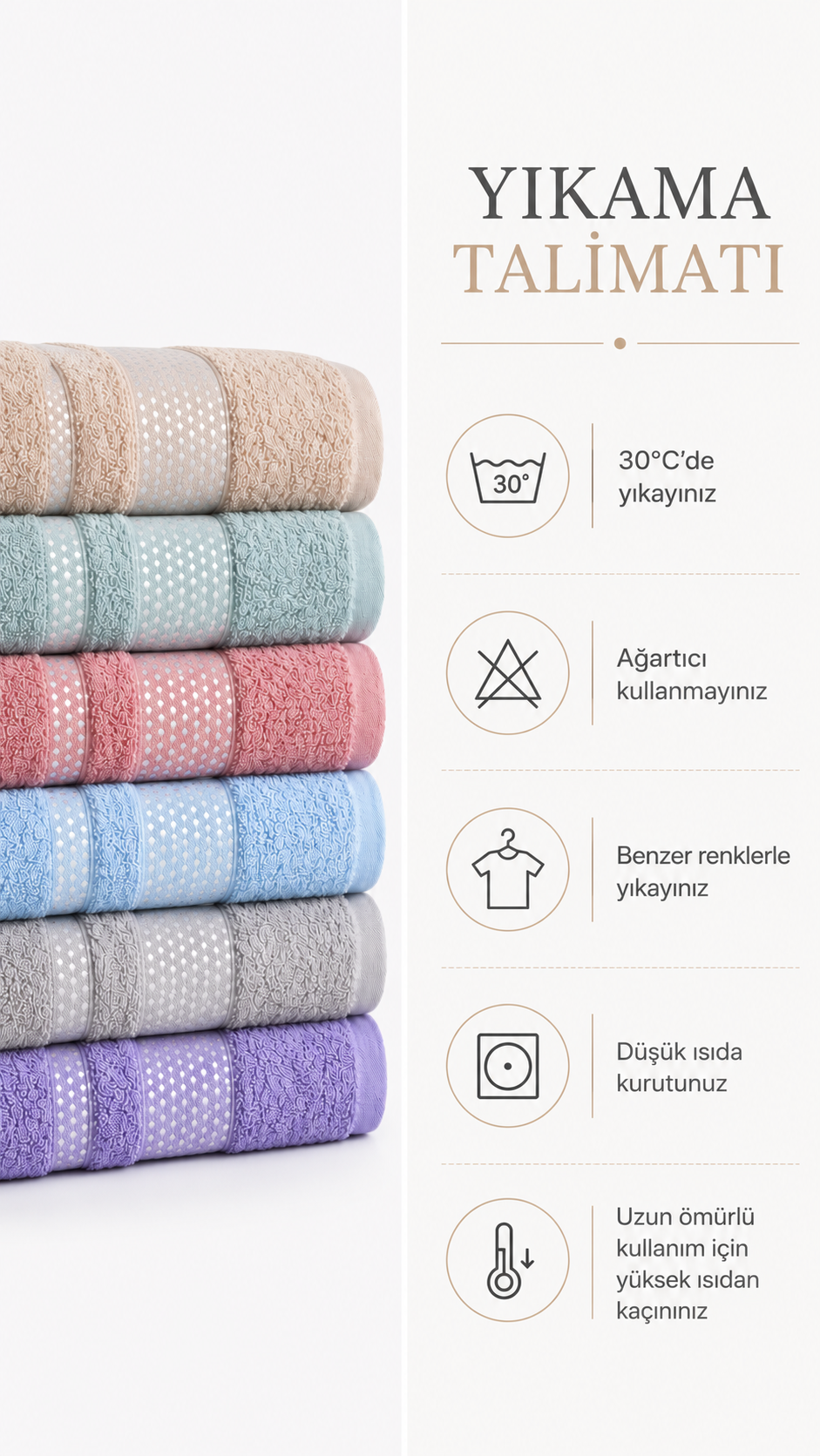 Yıldız 6 Adet El ve Yüz Havlu Set