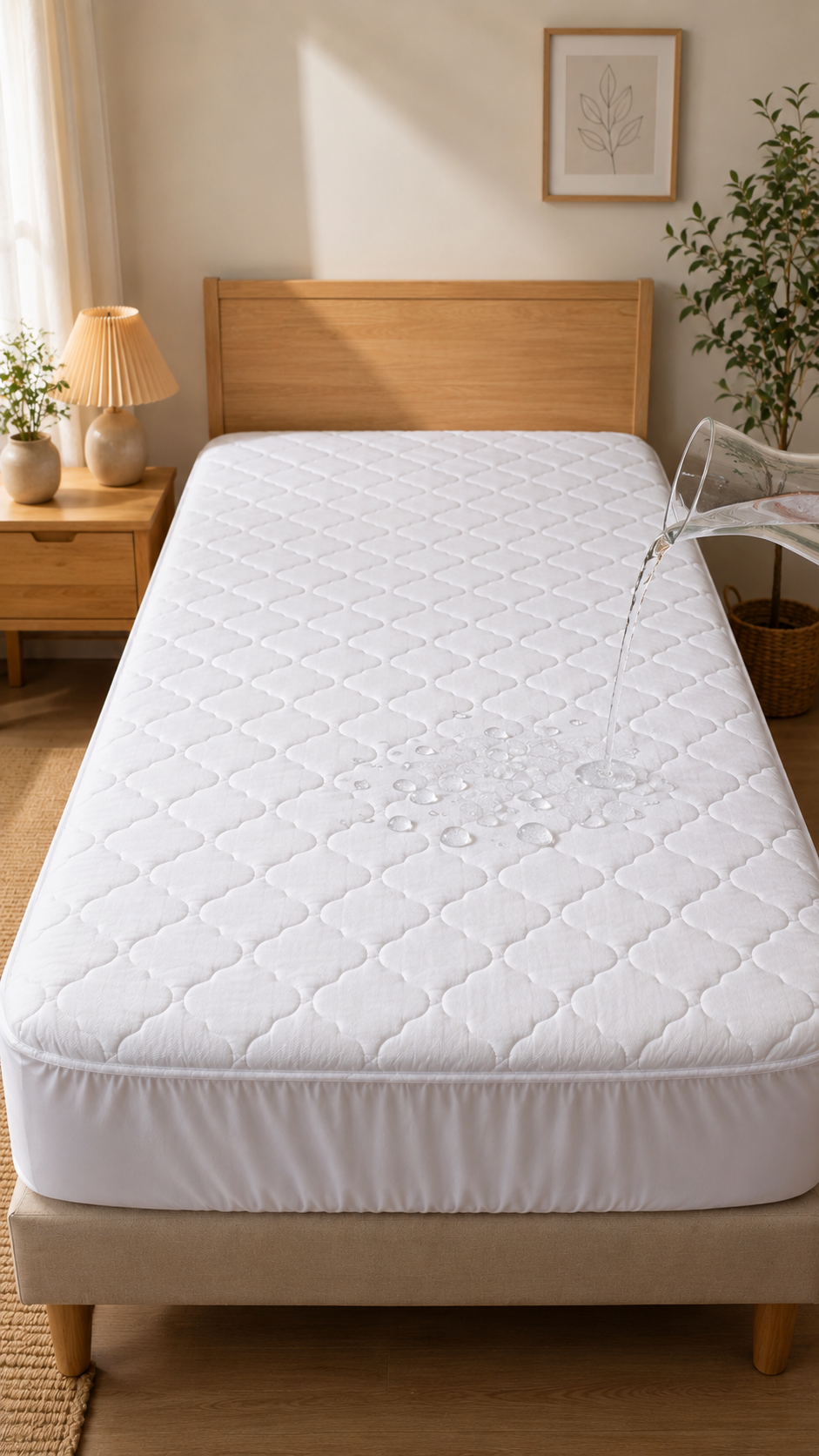 Kapitone Sıvı Geçirmez Alez Tek Kişilik 100x200 cm