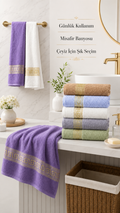 Grek Desen 3 Adet Banyo Havlu Seti